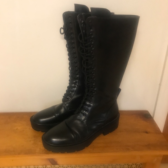 Zara Tall Lace Up Combat Boots - Picture 2 of 8